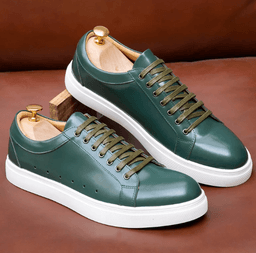 image-Men's Handmade Casual Leather Shoes Patent Leather Large Size