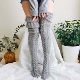image-Mohair Wool Over-the-Knee Socks Women Knitted Pile Stockings
