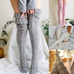image-Mohair Wool Over-the-Knee Socks Women Knitted Pile Stockings