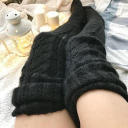 image-Mohair Wool Over-the-Knee Socks Women Knitted Pile Stockings