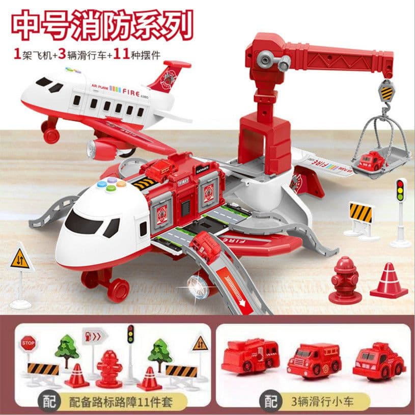 image-Happy Heart Inertial Aircraft Ejection Track with Music Toy Set