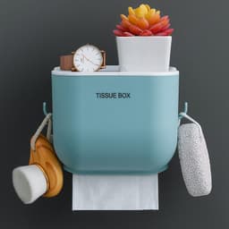 image-Wall-Mounted Tissue Box Holder PP Suction Cup Bathroom Organizer