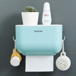 image-Wall-Mounted Tissue Box Holder PP Suction Cup Bathroom Organizer
