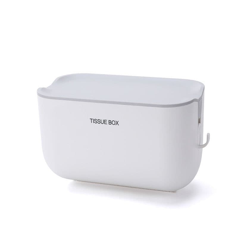 image-Wall-Mounted Tissue Box Holder PP Suction Cup Bathroom Organizer