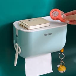 image-Wall-Mounted Tissue Box Holder PP Suction Cup Bathroom Organizer
