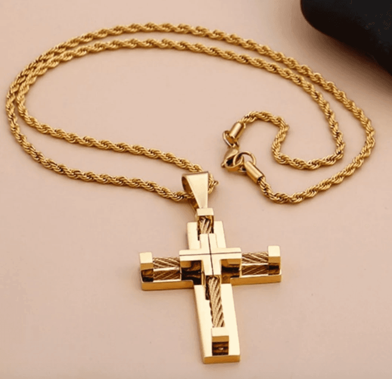 image-Stainless Steel Cross Pendant Necklace Geometric Unisex