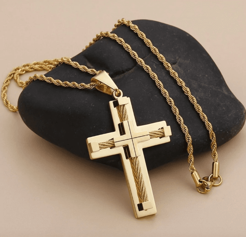 image-Stainless Steel Cross Pendant Necklace Geometric Unisex