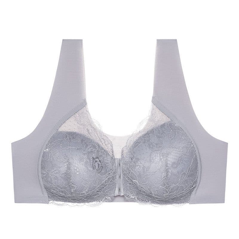 image-Wire-Free Front Buckle Bra Plus Size Thin Padded Lace Lingerie