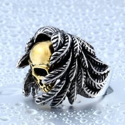 image-BEIER Men's Skull Ring Vintage Titanium Steel Jewelry