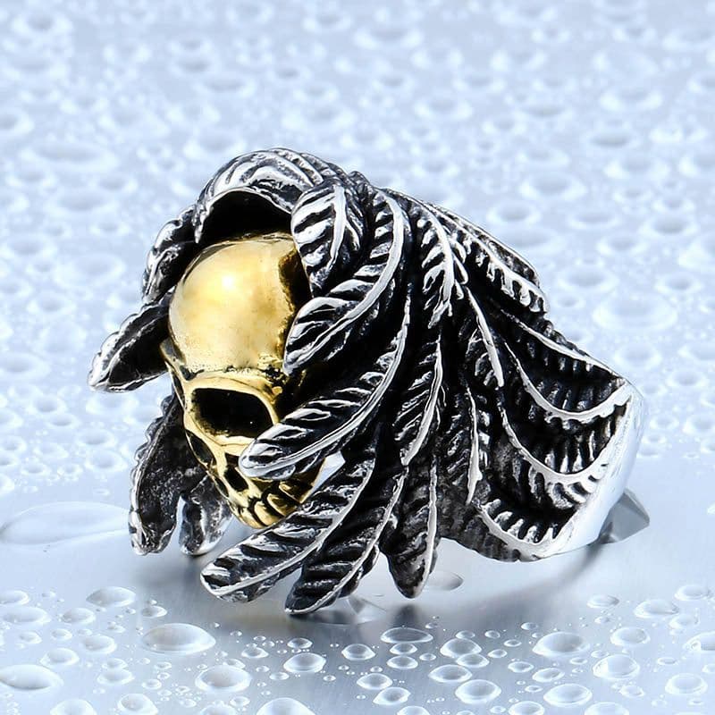 image-BEIER Men's Skull Ring Vintage Titanium Steel Jewelry