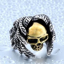 image-BEIER Men's Skull Ring Vintage Titanium Steel Jewelry