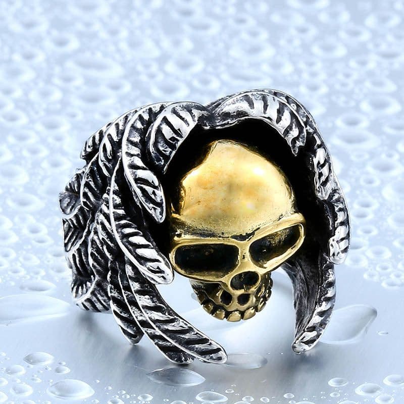 image-BEIER Men's Skull Ring Vintage Titanium Steel Jewelry