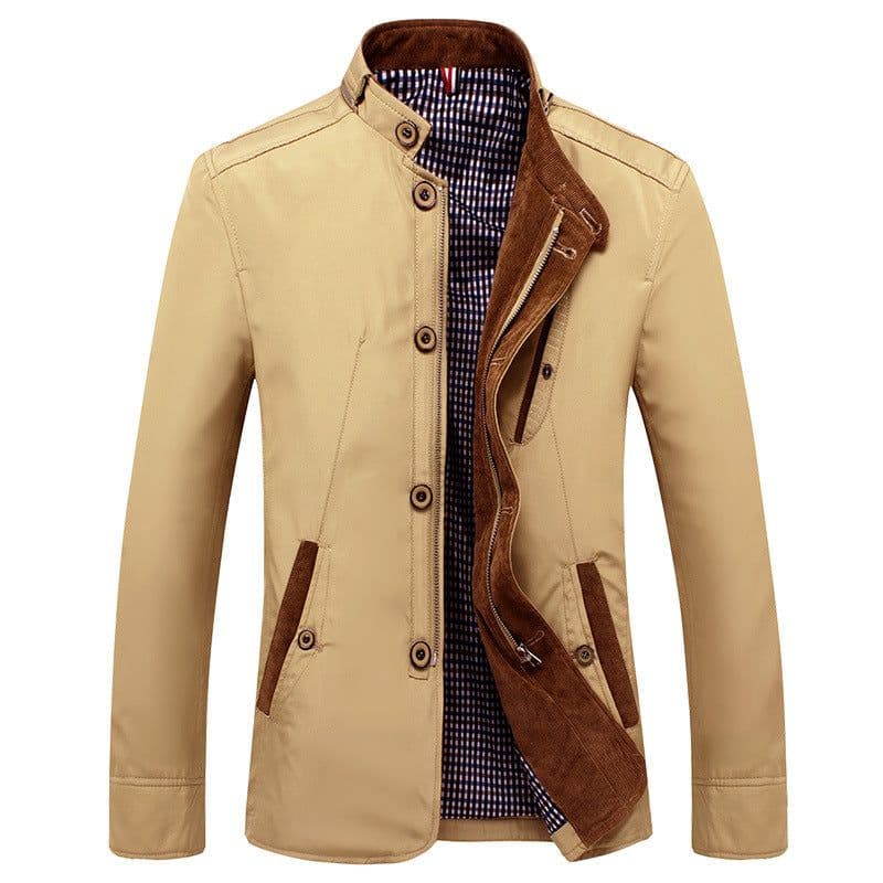 image-Men's Slim Fit Casual Jacket Stand Collar Zip Front Spring Fall