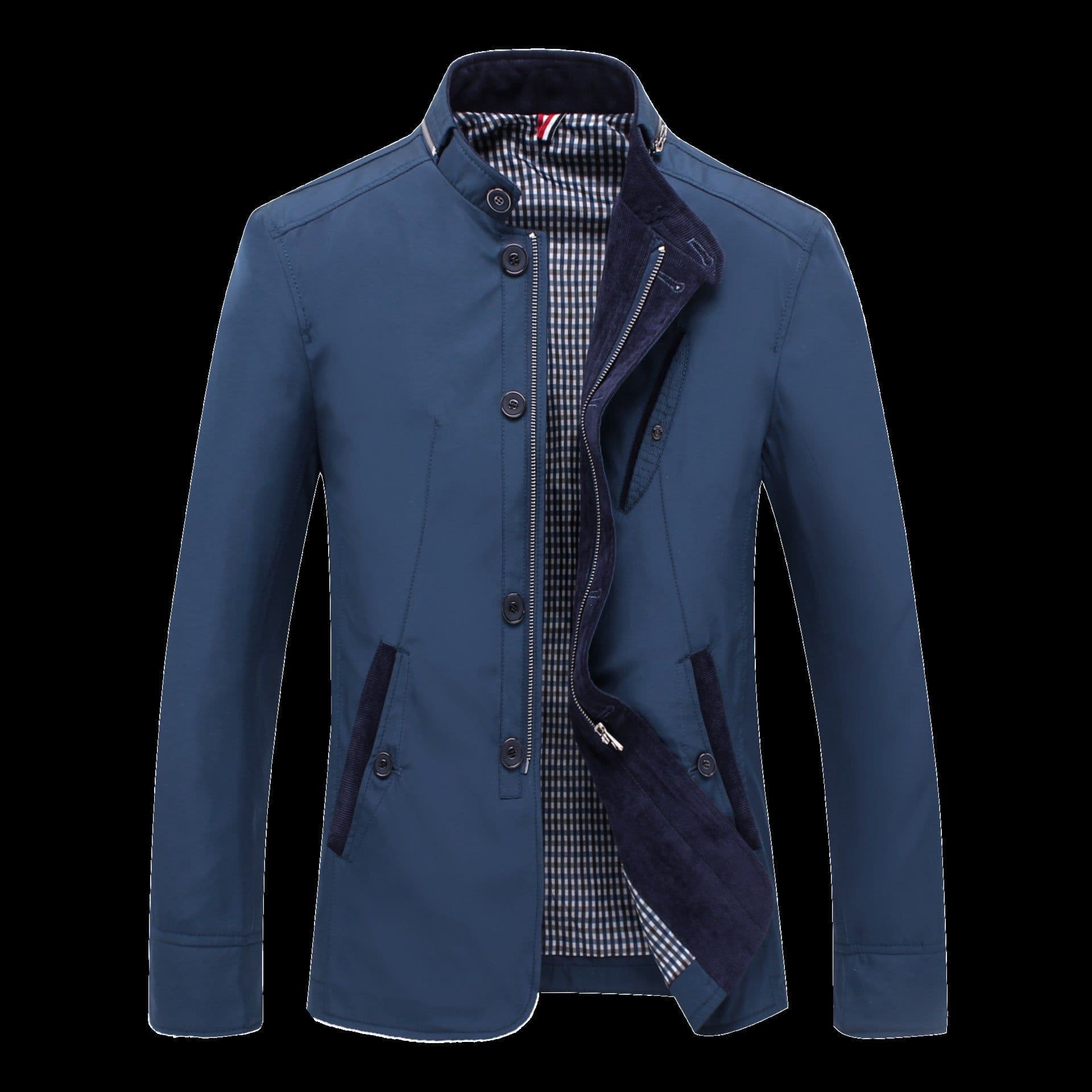 image-Men's Slim Fit Casual Jacket Stand Collar Zip Front Spring Fall