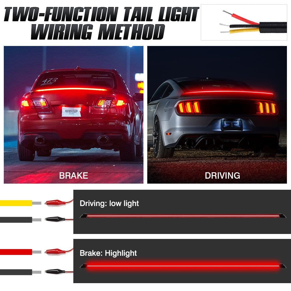 image-OKEEN LED Carbon Fiber Tail Light Universal Brake Streamer 1.25m