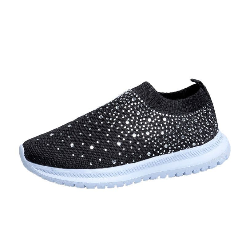 image-Women's Breathable Mesh Casual Sports Shoes Flat Rhinestone