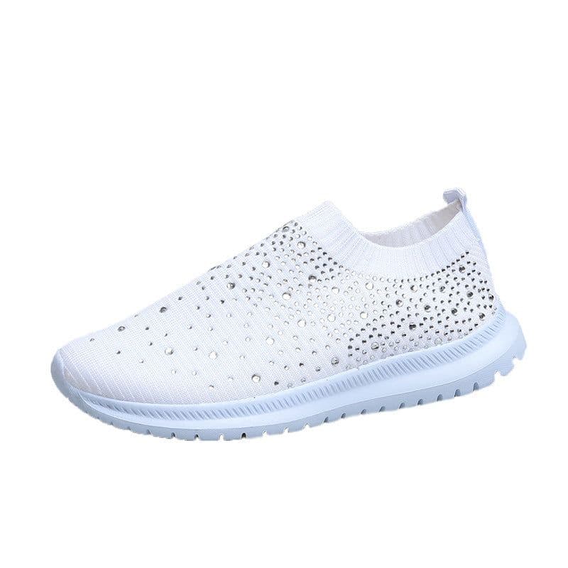 image-Women's Breathable Mesh Casual Sports Shoes Flat Rhinestone