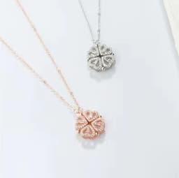 image-Lucky Four-Leaf Clover Multi-Wear Rhinestone Heart Necklace
