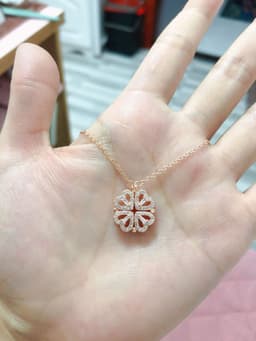 image-Lucky Four-Leaf Clover Multi-Wear Rhinestone Heart Necklace