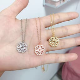 image-Lucky Four-Leaf Clover Multi-Wear Rhinestone Heart Necklace