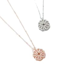 image-Lucky Four-Leaf Clover Multi-Wear Rhinestone Heart Necklace