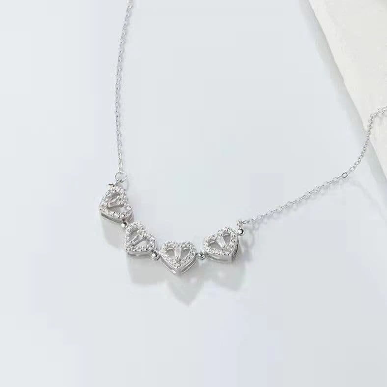 image-Lucky Four-Leaf Clover Multi-Wear Rhinestone Heart Necklace