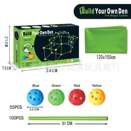 image-Children's DIY Bead Tent Building Kit 88 Balls 176 Sticks
