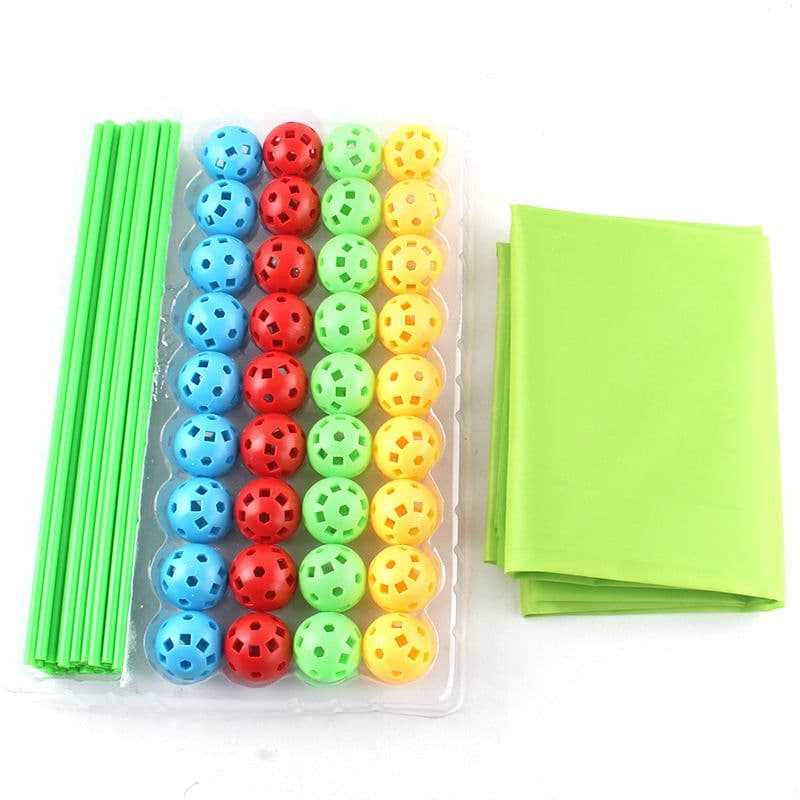 image-Children's DIY Bead Tent Building Kit 88 Balls 176 Sticks