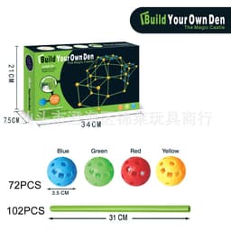 image-Children's DIY Bead Tent Building Kit 88 Balls 176 Sticks