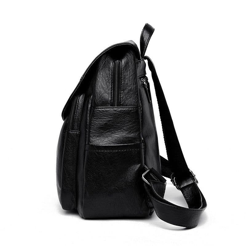 image-Quinoa Kangaroo Women's PU Leather Backpack Large Capacity Black