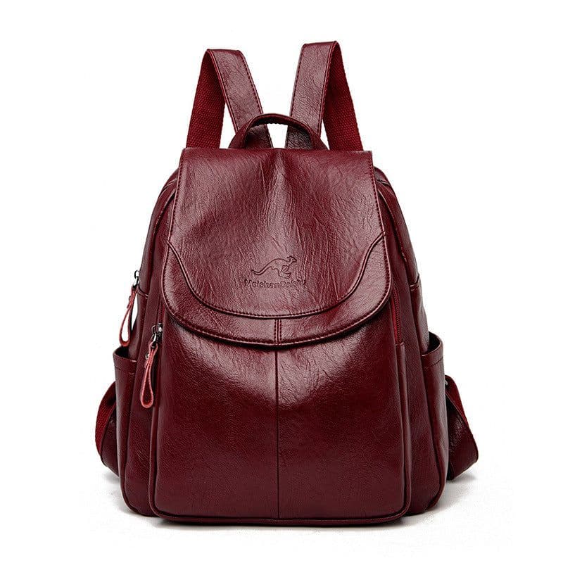 image-Quinoa Kangaroo Women's PU Leather Backpack Large Capacity Black