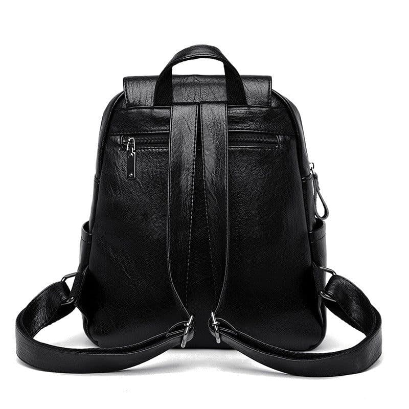 image-Quinoa Kangaroo Women's PU Leather Backpack Large Capacity Black