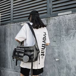 image-Ruiying Nylon Messenger Bag Small Crossbody Bag Unisex Grey
