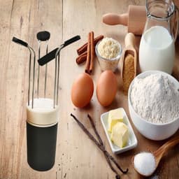 image-Electric Egg Beater Mixer with Stirring Rod - Colorful