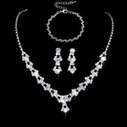 image-Crystal Jewelry Set Necklace Earrings Bracelet Bridal Wedding