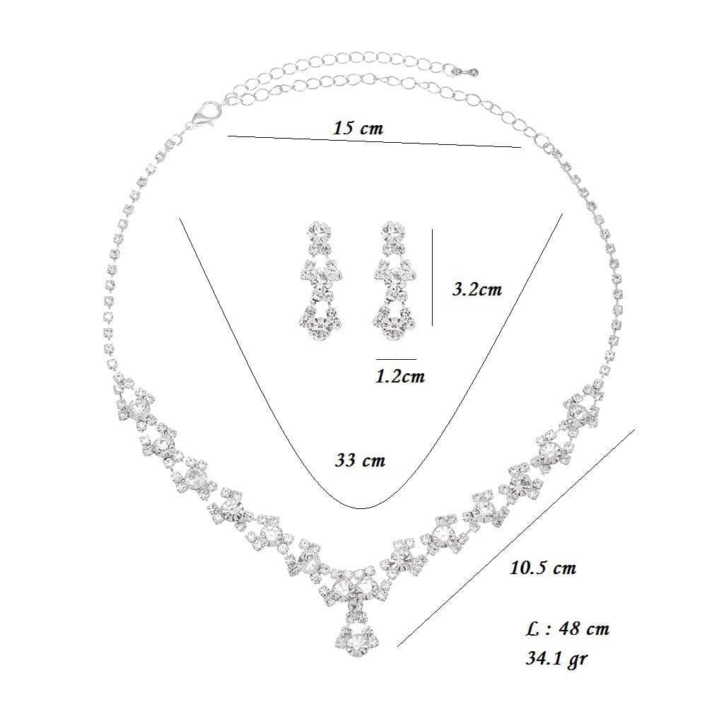 image-Crystal Jewelry Set Necklace Earrings Bracelet Bridal Wedding