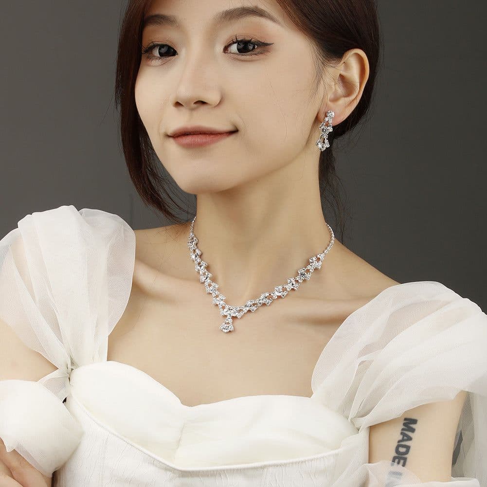 image-Crystal Jewelry Set Necklace Earrings Bracelet Bridal Wedding