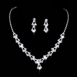 image-Crystal Jewelry Set Necklace Earrings Bracelet Bridal Wedding