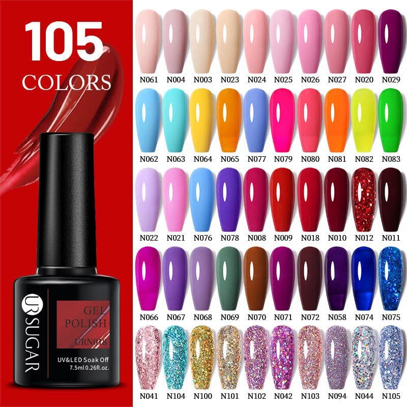 image-UR SUGAR Nail Polish Gel URN090 7.5ML Solid Color Phototherapy