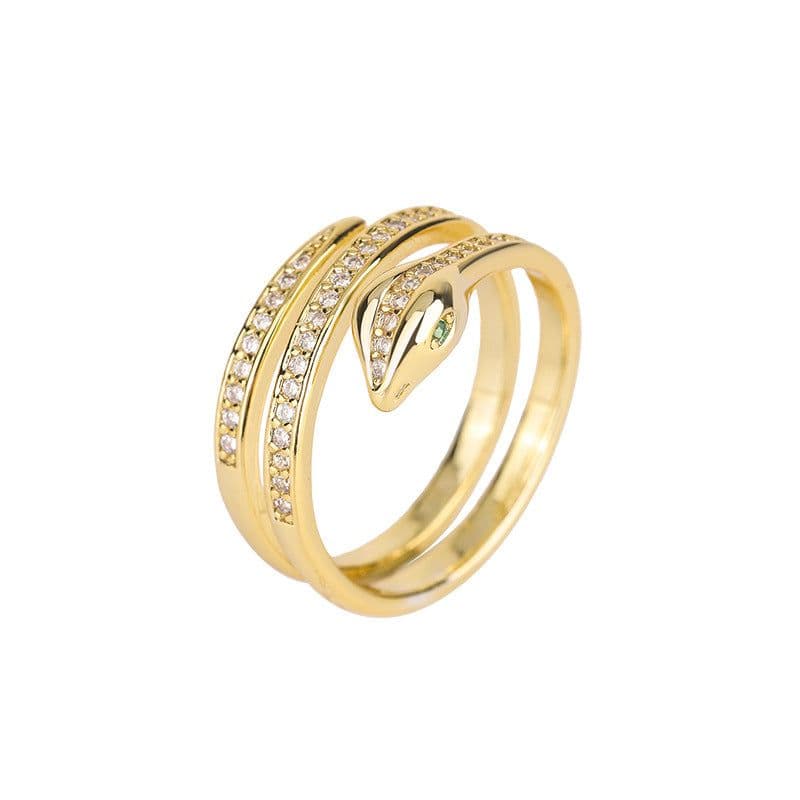 image-Korean Style Snake Ring Geometric Diamond-Studded Hip-Hop