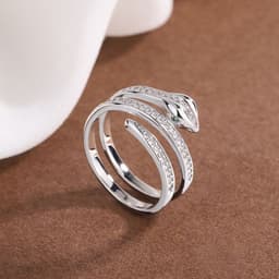 image-Korean Style Snake Ring Geometric Diamond-Studded Hip-Hop
