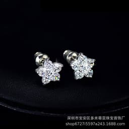image-925 Sterling Silver Zircon Petal Stud Earrings Hypoallergenic