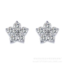 image-925 Sterling Silver Zircon Petal Stud Earrings Hypoallergenic