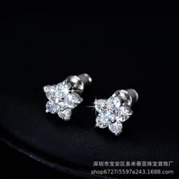 image-925 Sterling Silver Zircon Petal Stud Earrings Hypoallergenic