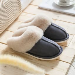 image-Cotton Slippers Plush Home Warm Couples Non-Slip PVC Sole