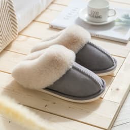 image-Cotton Slippers Plush Home Warm Couples Non-Slip PVC Sole