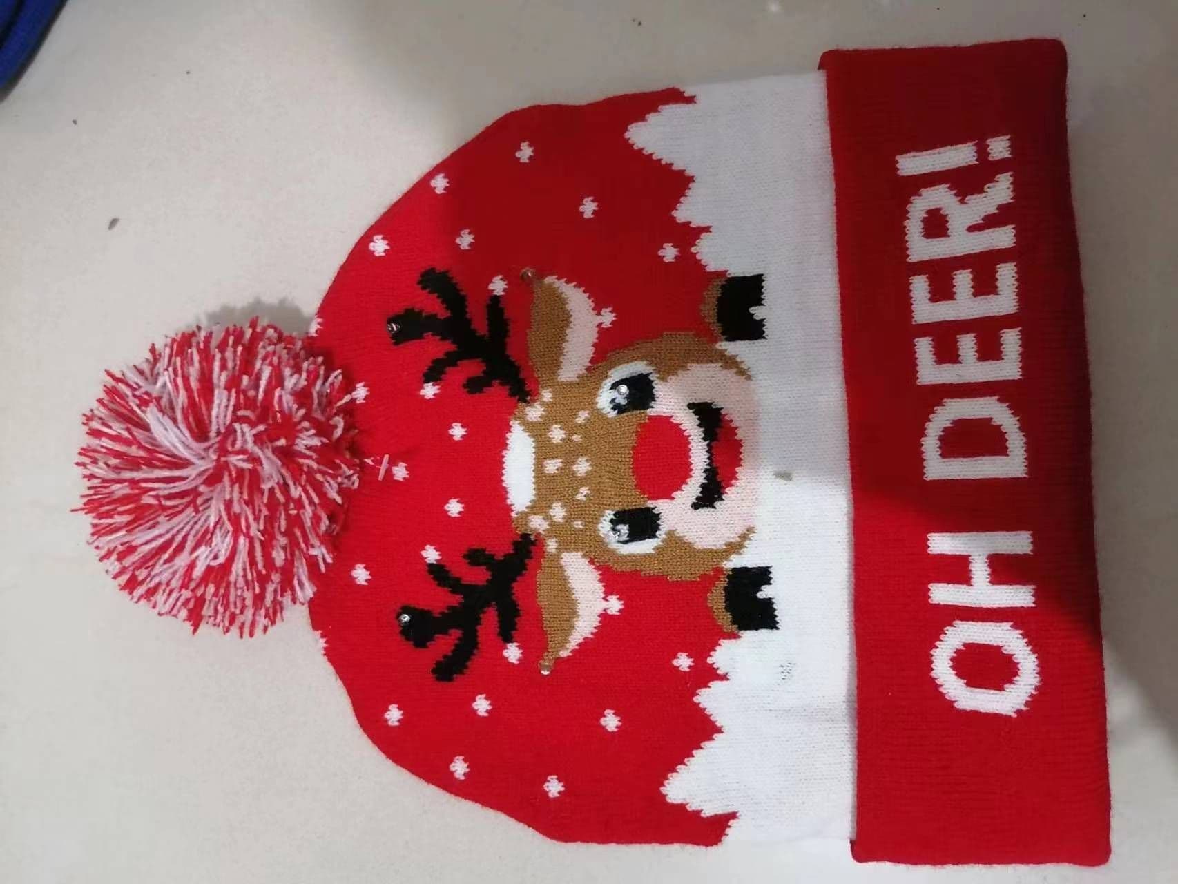 image-LED Christmas Knitted Hat Luminous Snowman Warm Winter Cap