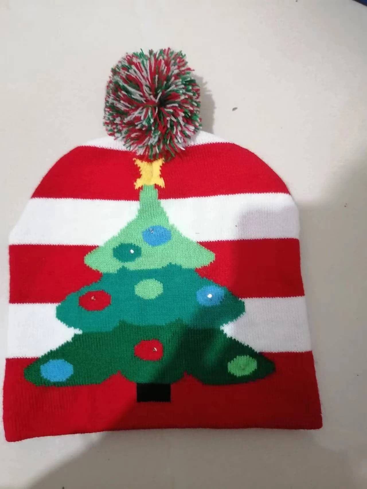 image-LED Christmas Knitted Hat Luminous Snowman Warm Winter Cap