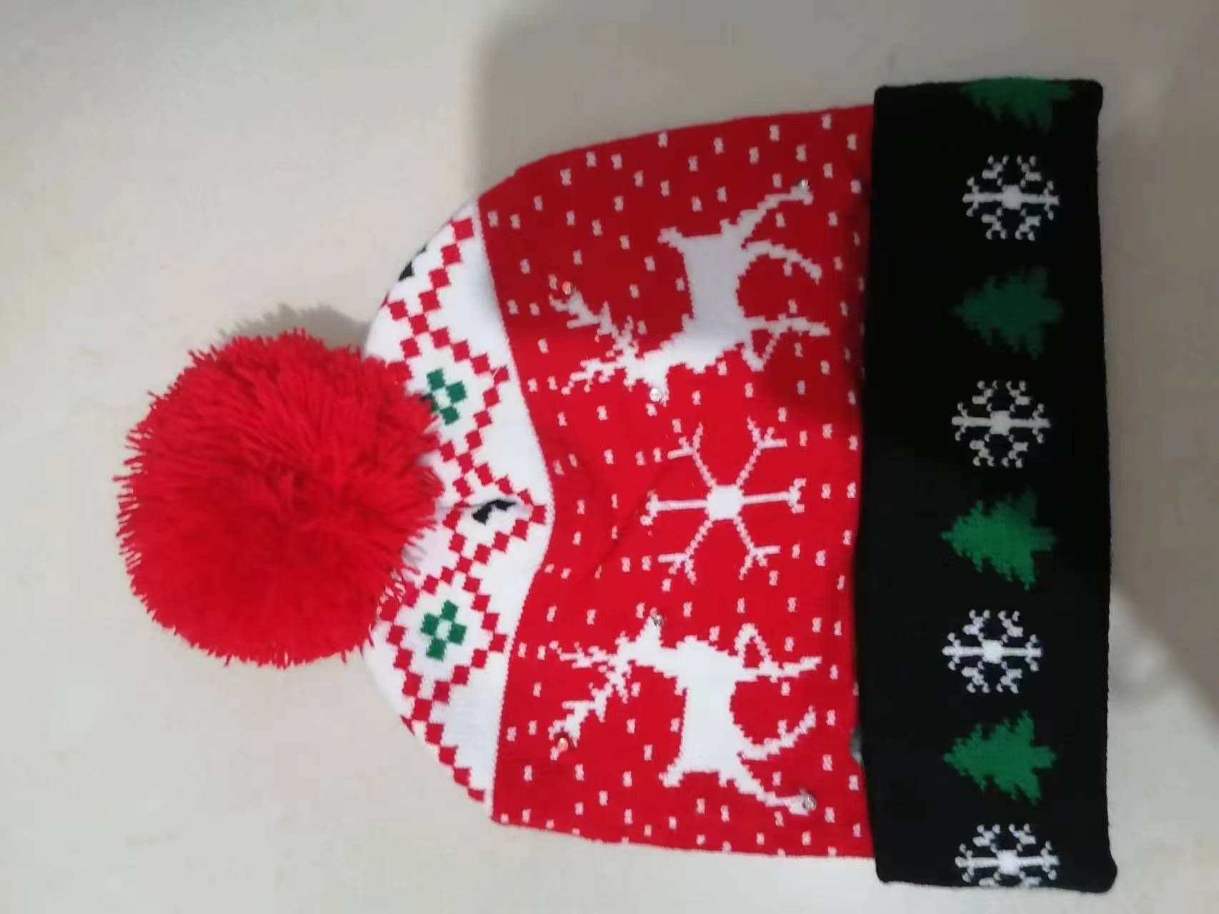 image-LED Christmas Knitted Hat Luminous Snowman Warm Winter Cap