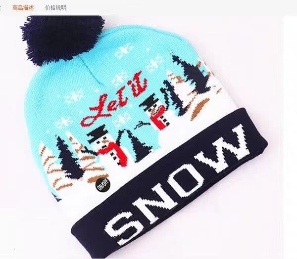 image-LED Christmas Knitted Hat Luminous Snowman Warm Winter Cap